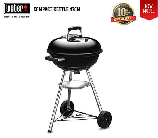 Weber Compact Kettle 47cm (18.5″) Charcoal Grill With Thermometer