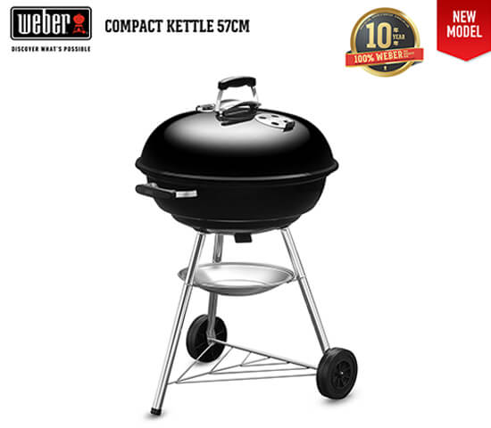 Weber Compact Kettle 57cm (22.5″) Charcoal Grill With Thermometer